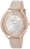 Swarovski Crystalline Aura Silver Dial Beige Leather Strap Watch for Women - 5519450 Authentic Buy Shop Now