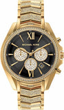 Michael Kors Whitney Chronograph Black Dial Gold Steel Strap Watch for Women - MK7224 Authentic Buy Shop Now