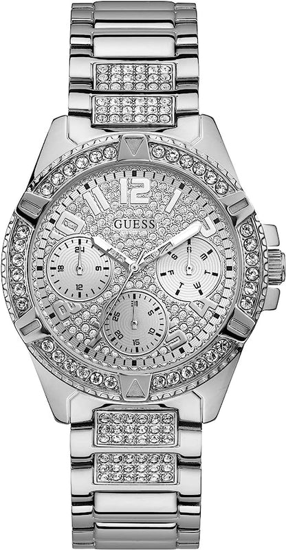 Guess Frontier Diamonds Silver Dial Silver Steel Strap Watch For Women - W1156L1 Authentic Buy Shop Now