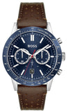 Hugo Boss Allure Blue Dial Brown Leather Strap Watch for Men - 1513921 Authentic Buy Shop Now
