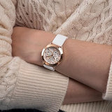 Guess Wonderlust Beige Dial Pink Leather Strap Watch for Women - W1065L1 Authentic Buy Shop Now