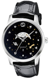 Gucci G-Timeless Moonphase Black Dial Black Leather Strap Watch For Men - YA126327 Authentic Buy Shop Now