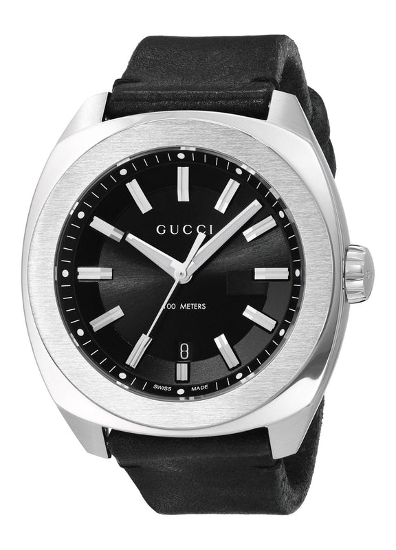 Gucci GG2570 Black Dial Black Leather 44mm Watch For Men - YA142208 Authentic Buy Shop Now
