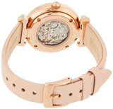 Emporio Armani Meccanico Silver Skeleton Dial Beige Leather Strap Watch For Women - AR60001 Authentic Buy Shop Now