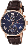 Tommy Hilfiger Aiden Quartz Blue Dial Brown Leather Strap Watch for Men - 1791308 Authentic Buy Shop Now