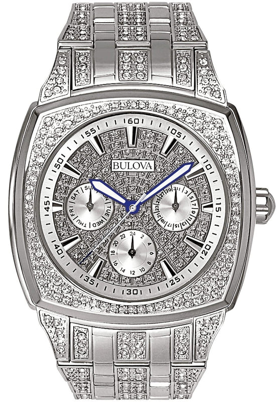Bulova Crystal Collection Phantom Silver Dial Silver Steel Strap Watch for Men - 96C002 Authentic Buy Shop Now