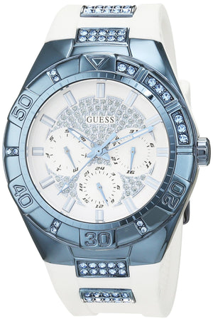 Guess Luna Diamonds White Dial White Rubber Strap Watch for Women - W0653L2 Authentic Buy Shop Now