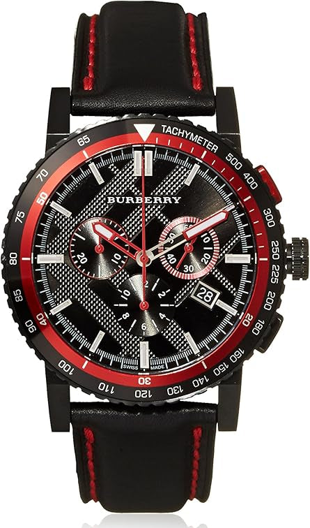 Burberry City Chronograph Black Dial Black Leather Strap Watch for Men - BU9803 Authentic Buy Shop Now