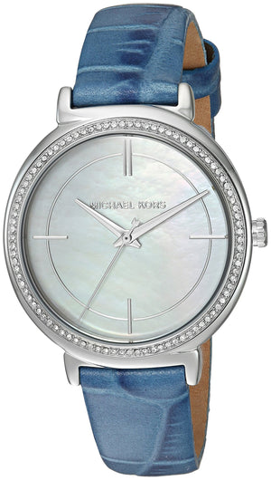 Michael Kors Cinthia Mother of Pearl Dial Blue Leather Strap Watch for Women - MK2661 Authentic Buy Shop Now