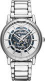 Emporio Armani Meccanico Automatic Silver Dial Silver Steel Strap Watch for Men - AR60006 Authentic Buy Shop Now