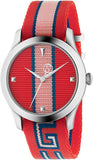 Gucci G Timeless Quartz Red Dial Two Tone NATO Strap Watch For Men - YA1264070 Authentic Buy Shop Now