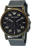 Emporio Armani Luigi Quartz Chronograph Black Dial Green Mesh Bracelet Watch For Men - AR11115 Authentic Buy Shop Now