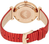 Emporio Armani Gianni T Bar Silver Dial Red Leather Strap Watch For Women - AR1876 Authentic Buy Shop Now