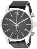 Calvin Klein City Chronograph Black Dial Black Leather Strap Watch for Men - K2G271C3 Authentic Buy Shop Now