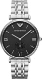 Emporio Armani Retro Black Dial Silver Steel Strap Watch For Men - AR1676 Authentic Buy Shop Now