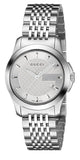 Gucci G Timeless Silver Dial Silver Steel Strap Watch For Women - YA126501 Authentic Buy Shop Now