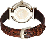 Emporio Armani Gianni T Bar Beige Dial Brown Leather Strap Watch For Women - AR1883 Authentic Buy Shop Now