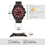 Fossil Brox Multifunction Maroon Dial Black Steel Strap Watch for Women - BQ2803 Authentic Buy Shop Now