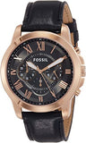 Fossil Grant Chronograph Grey Dial Black Leather Strap Watch for Men - FS5085 Authentic Buy Shop Now