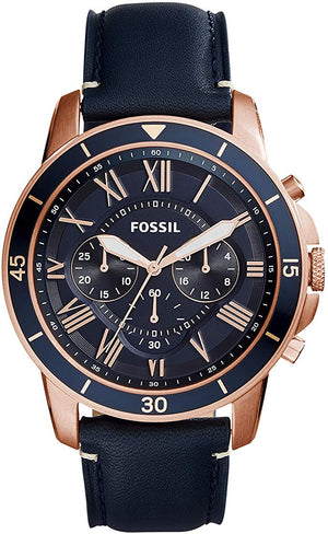 Fossil Grant Sport Chronograph Blue Dial Blue Leather Strap Watch for Men - FS5237 Authentic Buy Shop Now
