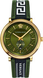 Versace V-Circle Quartz Green Dial Green Leather Strap Watch for Men - VEBQ01519 Authentic Buy Shop Now