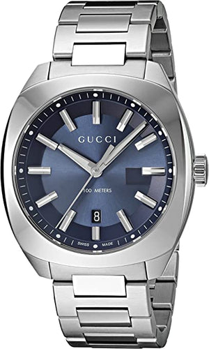 Gucci GG2570 Quartz Blue Dial Silver Steel Strap Watch For Men - YA142303 Authentic Buy Shop Now