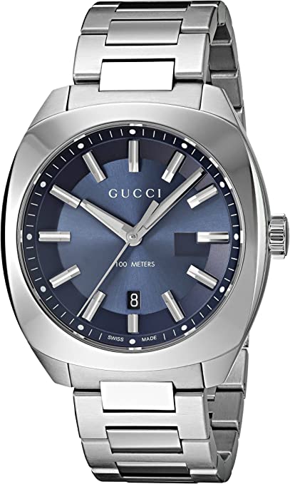Gucci GG2570 Quartz Blue Dial Silver Steel Strap Watch For Men - YA142303 Authentic Buy Shop Now