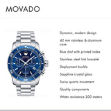 Movado Series 800 Blue Dial Silver Steel Strap Watch for Men - 2600151 Authentic Buy Shop Now