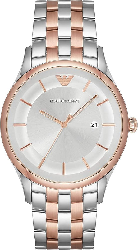 Emporio Armani Lambda Analog Silver Dial Two Tone Steel Strap Watch For Men - AR11044 Authentic Buy Shop Now