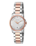 Gucci G Timeless Silver Dial Two Tone Steel Strap Watch For Women - YA126564 Authentic Buy Shop Now