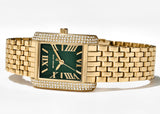 Michael Kors Emery Pave Analog Green Dial Gold Steel Strap Watch for Women - MK4742 Authentic Buy Shop Now