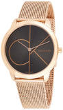 Calvin Klein Minimal Black Dial Rose Gold Mesh Bracelet Watch for Men - K3M21621 Authentic Buy Shop Now