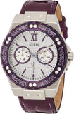 Guess Limelight Quartz Silver Dial Purple Leather Strap Watch For Women - W0775L6 Authentic Buy Shop Now