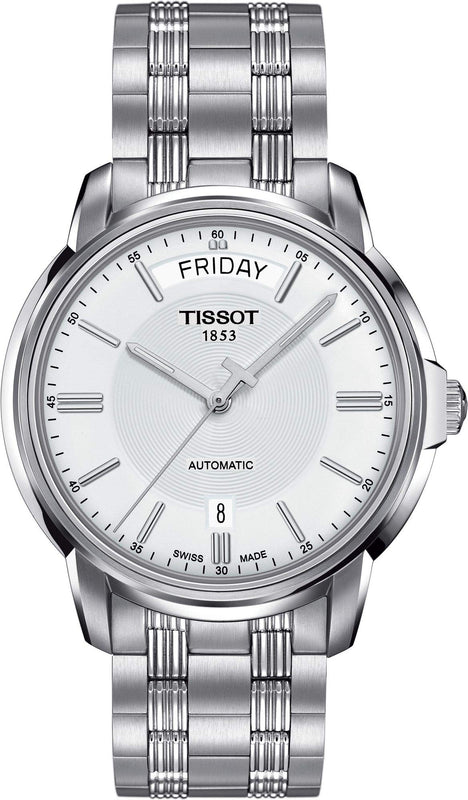 Tissot T Classic Automatic III Day Date White Dial Silver Steel Strap Watch for Men - T065.930.11.031.00 Authentic Buy Shop Now