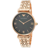 Emporio Armani Gianni T-Bar Black Dial Rose Gold Strap Watch For Women - AR11145 Authentic Buy Shop Now
