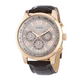 Guess Horizon Quartz Champagne Dial Brown Leather Strap Watch For Women - W0380G4 Authentic Buy Shop Now