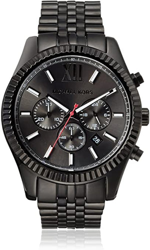 Michael Kors Lexington Chronograph Black Dial Black Steel Strap Watch for Men - MK8320 Authentic Buy Shop Now