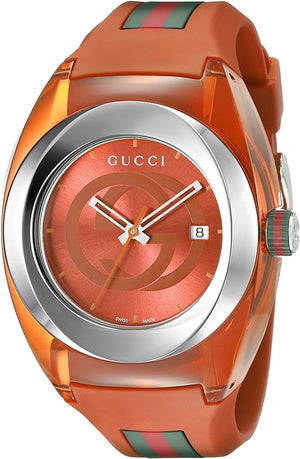 Gucci Sync XXL Quartz Orange Dial Orange Rubber Strap Unisex Watch - YA137108 Authentic Buy Shop Now