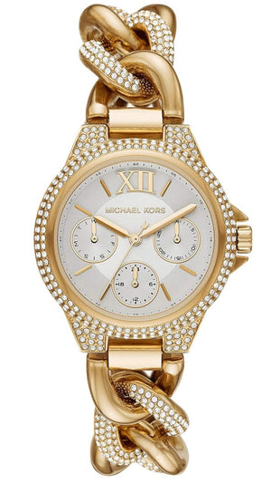 Michael Kors Camille Chronograph Silver Dial Gold Steel Strap Watch for Women - MK6842 Authentic Buy Shop Now