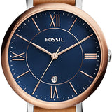 Fossil Jacqueline Three Hand Date Luggage Blue Dial Brown Leather Strap Watch for Women - ES4274 Authentic Buy Shop Now