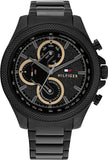 Tommy Hilfiger Clark Chronograph Black Dial Black Steel Strap Watch For Men - 1792081 Authentic Buy Shop Now