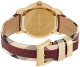 Burberry Heritage Nova Gold Dial Haymarket Red Leather Strap Watch for Women - BU9111 Authentic Buy Shop Now