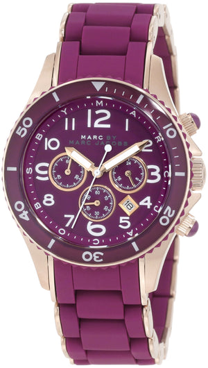 Marc Jacobs Rock Chronograph Purple Dial Purple Silicone Strap Watch for Women - MBM2576 Authentic Buy Shop Now
