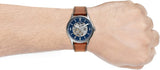 Fossil Forrester Luggage Automatic Skeleton Blue Dial Brown Leather Strap Watch for Men - ME3179 Authentic Buy Shop Now
