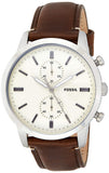 Fossil Townsman Chronograph White Dial Brown Leather Strap Watch for Men - FS5350 Authentic Buy Shop Now