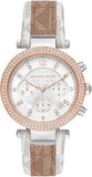 Michael Kors Parker Chronograph White Dial Two Tone Leather Strap Watch For Women - MK6950 Authentic Buy Shop Now