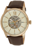 Fossil Flynn Mechanical Skeleton Beige Dial Brown Leather Strap Watch for Men - BQ2215 Authentic Buy Shop Now