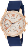 Guess Solar White Rose Gold Dial Blue Rubber Strap Watch For Women - W1135L3 Authentic Buy Shop Now