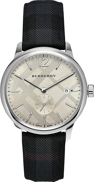 Burberry Classic Round Cream Dial Black Leather Strap Watch for Men - BU10008 Authentic Buy Shop Now