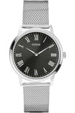 Guess Analog Black Dial Silver Mesh Bracelet Watch for Men - W1263G1 Authentic Buy Shop Now